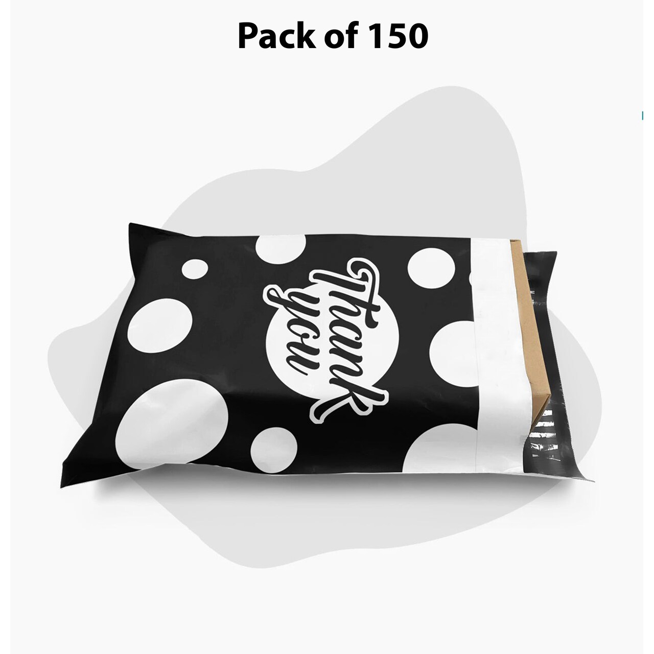 10 x 13 Black and White Polka Dot Thank You Poly Bag Mailer Envelopes 2 Mil